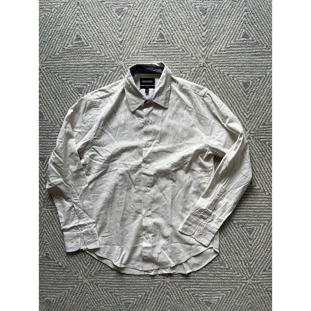 Bonobos Long Sleeve Button Shirt - Slim‎ Fit Medium - White/Black